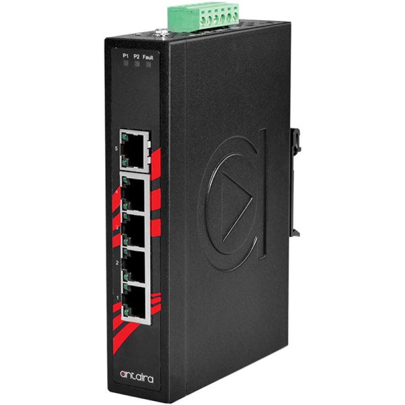 5-Port Unmanaged Industrial Ethernet Switch, 12-48VDC , -10 - 70C