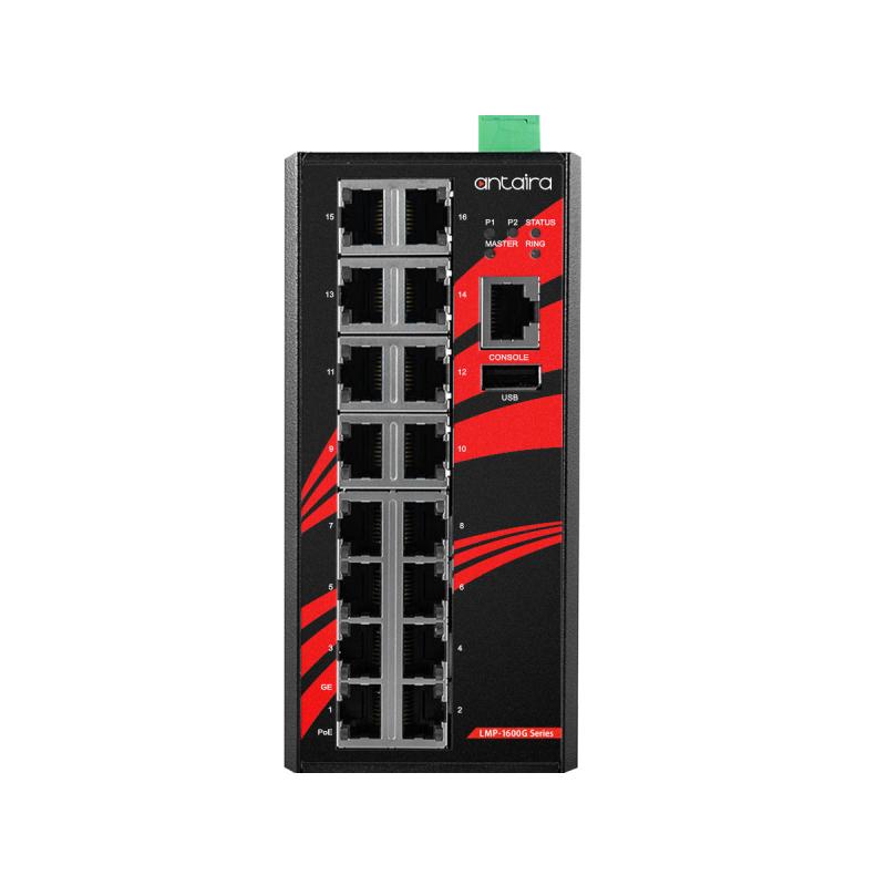 16-Port Managed POE+ Switch, -10-70C